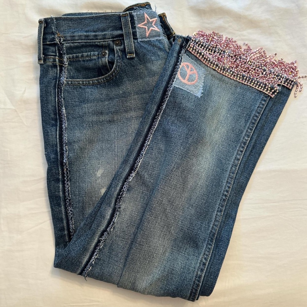 Hollister Handmade Embroidered dark wash jeans
